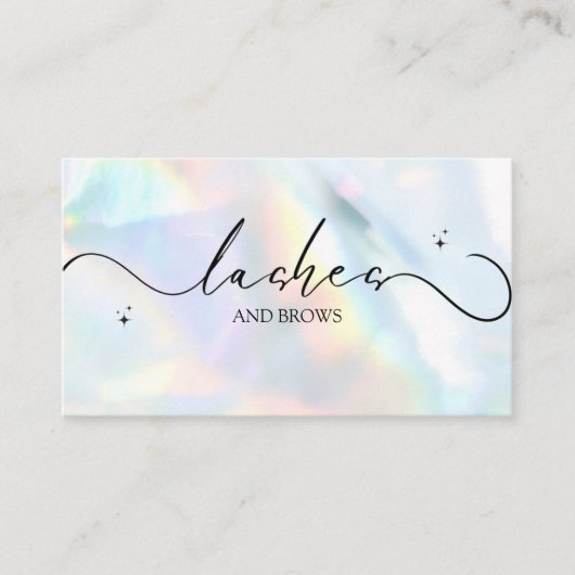 Holographische, moderne Typografie Lashes Business Visitenkarte (Vorderseite)