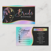 Holographische Pastel Moderner Friseur Salon Visitenkarte (Vorne/Hinten)