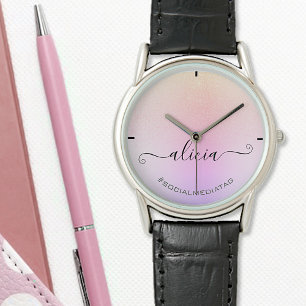 Holographische Pastel Pink Ombre Glitzer Rain Mode Armbanduhr