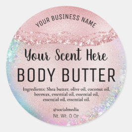 Holographische Pastel Rose Gold Body Butter Labels Runder Aufkleber