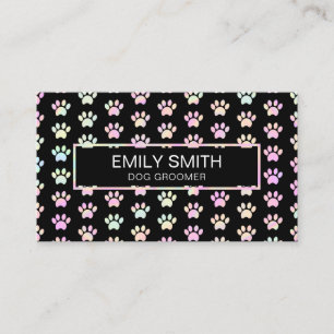Holographische Paw Print Pet Groomer Visitenkarte