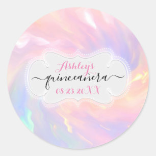 Holographische Prinzessin Save the Date Quinceañer Runder Aufkleber