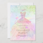 Holographische Quinceanera-Prinzessin+Schmetterlin Einladung (Vorderseite)