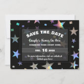 Holographische Rainbow Stars Hochzeitsszene Verlob Save The Date (Vorderseite)