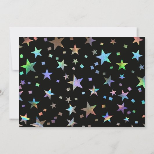 Holographische Rainbow Stars Hochzeitsszene Verlob Save The Date (Rückseite)