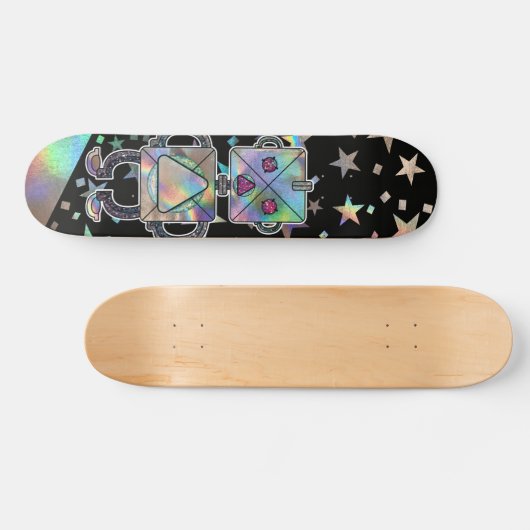 Holographische Rainbow Stars Metallic Glitzer Robo Skateboard (Horizontal)