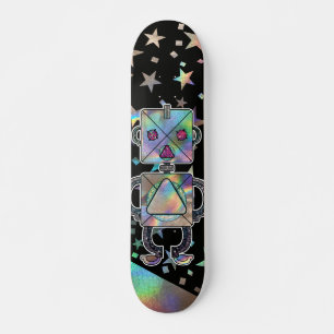 Holographische Rainbow Stars Metallic Glitzer Robo Skateboard
