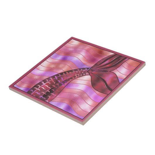 Holographische Rose Gold Kupfer Meerjungfrau Schwa Fliese (Seite)
