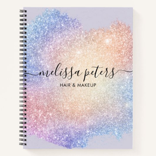 Holographische Schrift Moderner Glitzer Sparkle Bu Notizblock (Vorderseite)