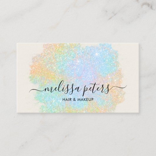 Holographische Schrift Moderner Glitzer Sparkle Visitenkarte (Vorderseite)