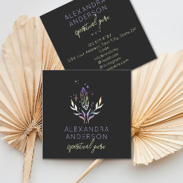 Holographische Spirituelle Kristalle Mystic Black Quadratische Visitenkarte