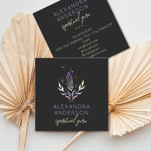 Holographische Spirituelle Kristalle Mystic Black Quadratische Visitenkarte