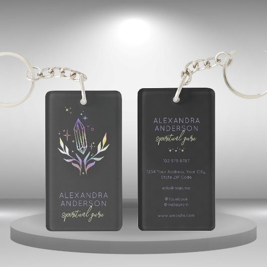 Holographische Spirituelle Kristalle Mystic Black Schlüsselanhänger