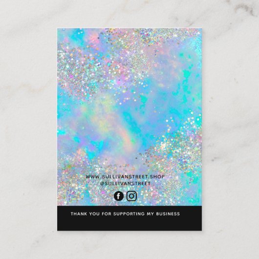 Holographische Stone Necklace Ohrringe Display Car Telefonnummerkarte (Rückseite)