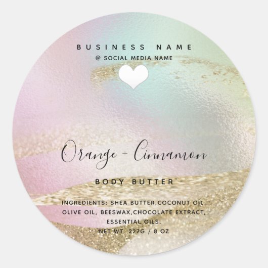 Holographische Typografie, Weißherz Runder Aufkleber