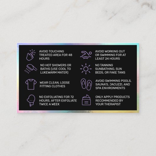Holographische Waxing Aftercare-Karte Visitenkarte (Rückseite)