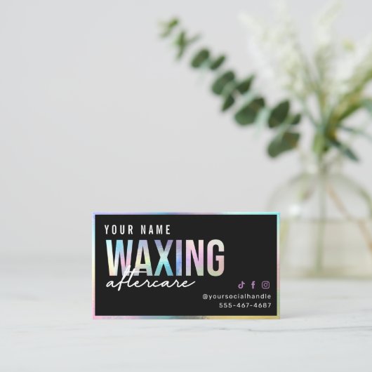 Holographische Waxing Aftercare-Karte Visitenkarte (Stehend Vorderseite)