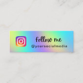 Holographischer Regenbogen-Instagramm folgen QR-Co Mini Visitenkarte (Vorderseite)