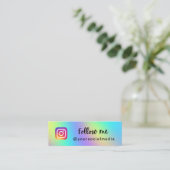 Holographischer Regenbogen-Instagramm folgen QR-Co Mini Visitenkarte (Stehend Vorderseite)