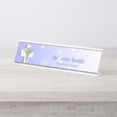 Holographisches Medizin 3D Caduceus Weißes Kreuz Schreibtischnamensplakette (Vorderseite )