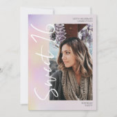 Holographisches ombre Skript aquamarin 4 Foto Swee Einladung (Vorderseite)