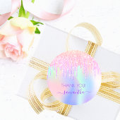 Holograpic unicorn Glitzer Tropfen danke Ihnen Geb Runder Aufkleber