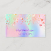 Holograpische Einhorn-Rosa Glam Make-up Haar Stern Visitenkarte (Vorderseite)