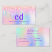 Holograpisches Einhorn-Glitzer-Monogramm-Make-up-H Visitenkarte (Vorne/Hinten)