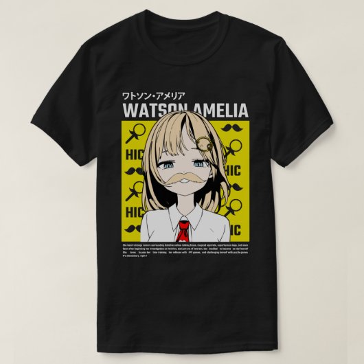 Hololive EN Amelia Watson Smug Mustache T-Shirt (Design vorne)
