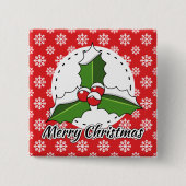Holon Red White Snowflakes Pattern - Merry Xmas Button (Vorderseite)