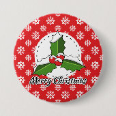 Holon Red White Snowflakes Pattern - Merry Xmas Button (Vorderseite)