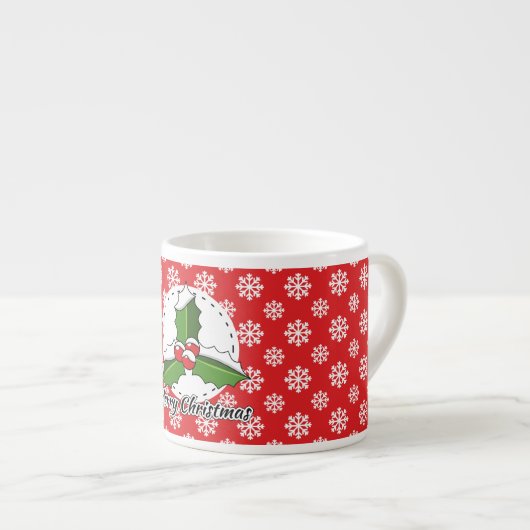 Holon Red White Snowflakes Pattern - Merry Xmas Espressotasse (Vorderseite Rechts)