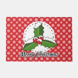 Holon Red White Snowflakes Pattern - Merry Xmas Fußmatte