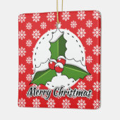 Holon Red White Snowflakes Pattern - Merry Xmas Keramikornament (Links)