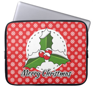 Holon Red White Snowflakes Pattern - Merry Xmas Laptopschutzhülle