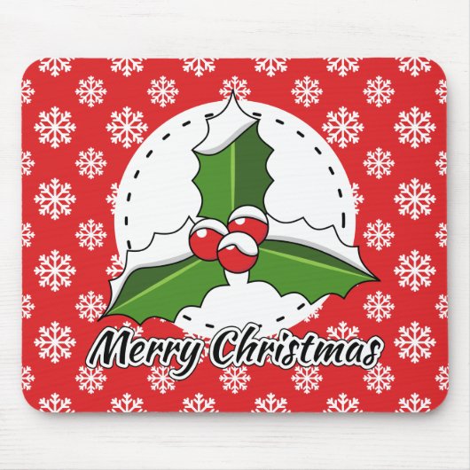 Holon Red White Snowflakes Pattern - Merry Xmas Mousepad (Vorne)