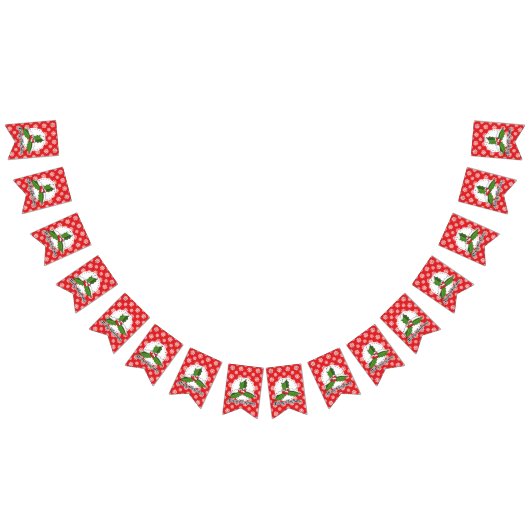 Holon Red White Snowflakes Pattern - Merry Xmas Wimpelkette (Alle)