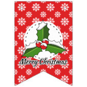 Holon Red White Snowflakes Pattern - Merry Xmas Wimpelkette (Erste Fahne)