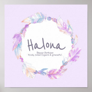Holona Feder- und Perlenkranz Namensbedeutung Poster