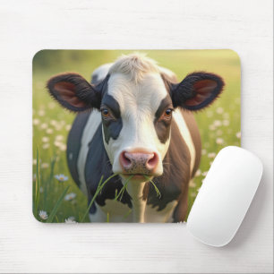 Holstein auf grüner Weide mit Gänseblümchen Mousepad