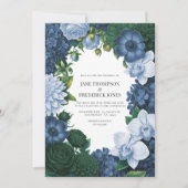 Holstein Blue, Silver Slate & Smoky Pine Wedding Einladung (Vorderseite)