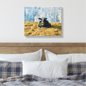 Holstein Calf bei Frosty Alberta Morning Leinwanddruck (Insitu (Schlafzimmer))