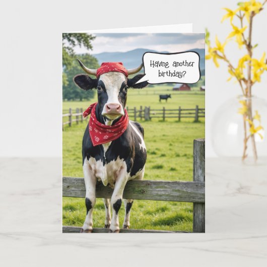 Holstein Cow Birthday Spaß Karte (Gelbe Blume)