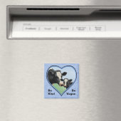 Holstein Cow & Calf Blue Herz Vegan Magnet (In Situ (Geschirrspüler))