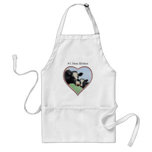 Holstein Cow & Calf Pink Border Heart Schürze