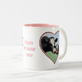Holstein Cow & Calf Pink Herz Vegan Zweifarbige Tasse (VorderseiteRechts)