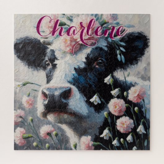 Holstein Cow Carnation Farm Personalisiert Puzzle (Vertikal)