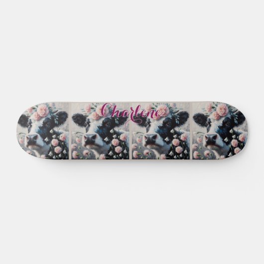 Holstein Cow Carnation Farm Personalisiert Skateboard (Horizontal)