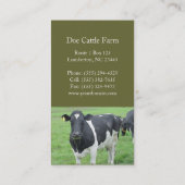 Holstein Cow Cattle Bull Steer Heifer Farm Range Visitenkarte (Rückseite)