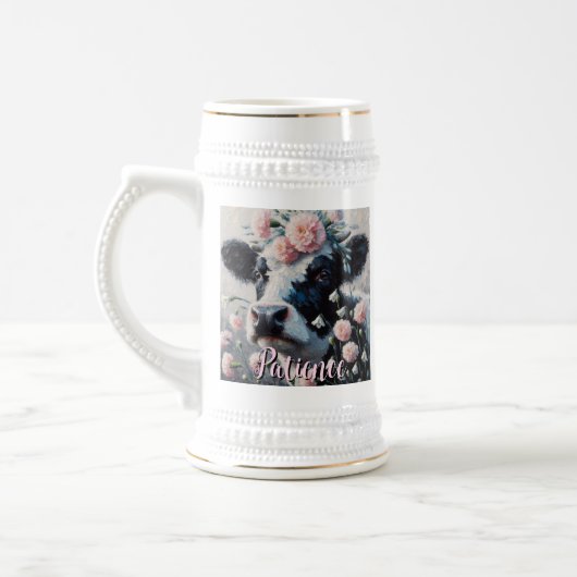 Holstein Cow Flowers Farm Farmhouse Personalized Bierglas (Links)